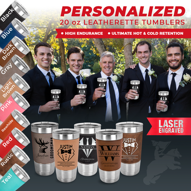 Custom 20 oz Leather Tumbler Groomsmen and Best Man Gift
